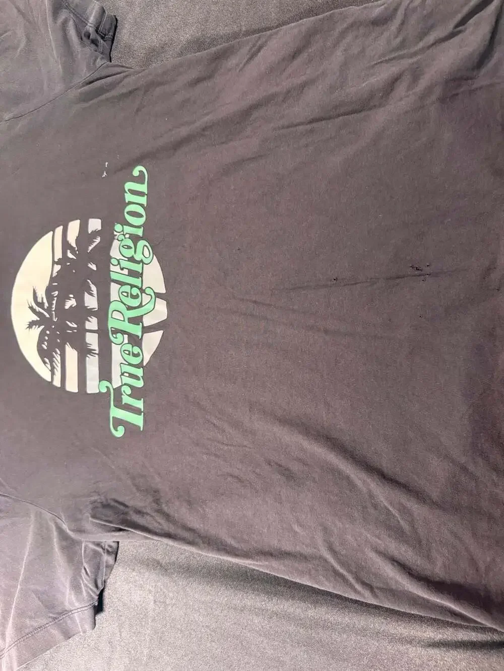 True Religion Palm Tree Sunset Logo Graphic T-Shirt 2XLARGE Black